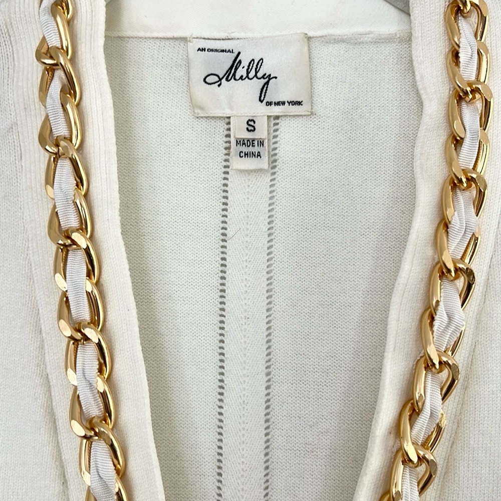 💖❤️ Blair Waldorf ✨ Milly Cream Chain Cardigan S - Picture 6 of 7